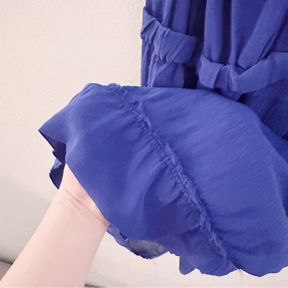 Isabel Marant Etoile Mini Dress Silk Purple Raw Hem Edges Sleeveless - Picture 3 of 7